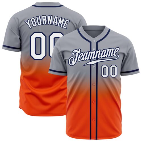 FadeFashion0209 Custom Gray White Orange-Navy Authentic Fade Fashion Baseball Jersey