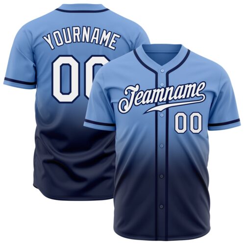 FadeFashion0233 Custom Light Blue White-Navy Authentic Fade Fashion Baseball Jersey