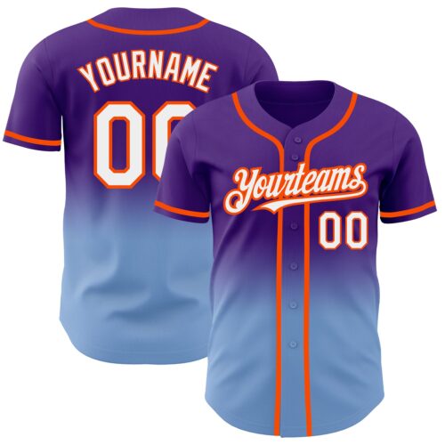 FadeFashion0356 Custom Purple White Light Blue-Orange Authentic Fade Fashion Baseball Jersey