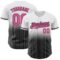 Custom White Pinstripe Pink-Black Authentic Fade Fashion Baseball Jersey