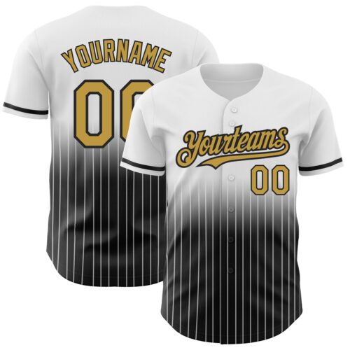 FadeFashion0448 Custom White Pinstripe Old Gold-Black Authentic Fade Fashion Baseball Jersey