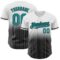 Custom White Pinstripe Teal-Black Authentic Fade Fashion Baseball Jersey