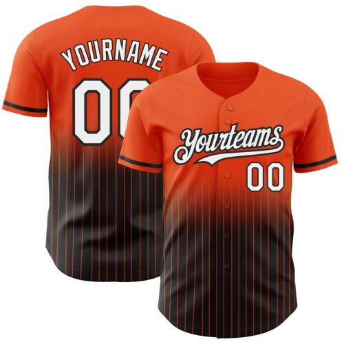 FadeFashion0461 Custom Orange Pinstripe White-Black Authentic Fade Fashion Baseball Jersey