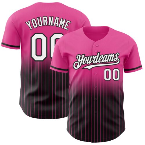 FadeFashion0462 Custom Pink Pinstripe White-Black Authentic Fade Fashion Baseball Jersey