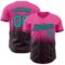 Custom Pink Pinstripe Aqua-Black Authentic Fade Fashion Baseball Jersey