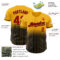 Custom Gold Pinstripe Red-Black Authentic Fade Fashion Baseball Jersey