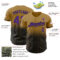 Custom Old Gold Pinstripe Purple-Black Authentic Fade Fashion Baseball Jersey