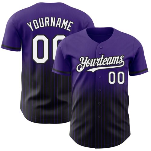 FadeFashion0474 Custom Purple Pinstripe White-Black Authentic Fade Fashion Baseball Jersey