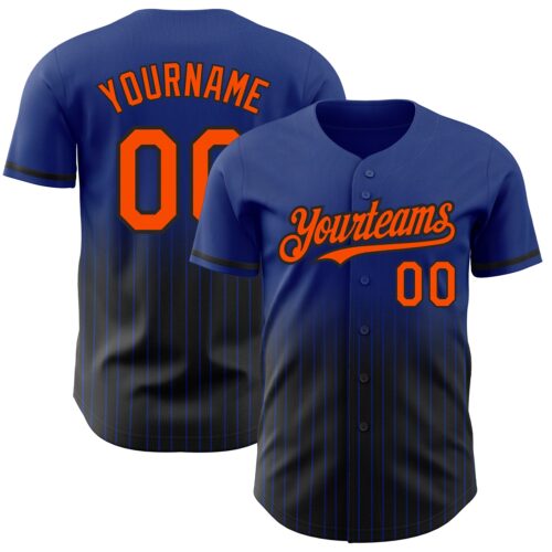 FadeFashion0479 Custom Royal Pinstripe Orange-Black Authentic Fade Fashion Baseball Jersey