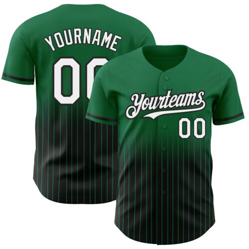 FadeFashion0480 Custom Kelly Green Pinstripe White-Black Authentic Fade Fashion Baseball Jersey