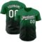 Custom Kelly Green Pinstripe White-Black Authentic Fade Fashion Baseball Jersey