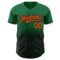 Custom Kelly Green Pinstripe Orange-Black Authentic Fade Fashion Baseball Jersey