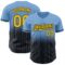 Custom Light Blue Pinstripe Yellow-Black Authentic Fade Fashion Baseball Jersey