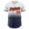 Custom White Pinstripe Orange-Navy Authentic Fade Fashion Baseball Jersey