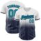 Custom White Pinstripe Teal-Navy Authentic Fade Fashion Baseball Jersey