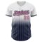 Custom White Pinstripe Medium Pink-Navy Authentic Fade Fashion Baseball Jersey