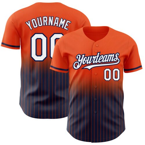 FadeFashion0521 Custom Orange Pinstripe White-Navy Authentic Fade Fashion Baseball Jersey