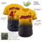 Custom Gold Pinstripe Red-Navy Authentic Fade Fashion Baseball Jersey