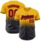 Custom Gold Pinstripe Red-Navy Authentic Fade Fashion Baseball Jersey