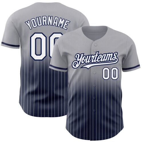 FadeFashion0526 Custom Gray Pinstripe White-Navy Authentic Fade Fashion Baseball Jersey