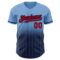Custom Light Blue Pinstripe Red-Navy Authentic Fade Fashion Baseball Jersey