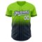 Custom Neon Green Pinstripe White-Navy Authentic Fade Fashion Baseball Jersey