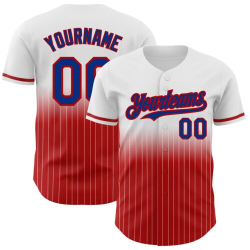 FadeFashion0553 Custom White Pinstripe Royal-Red Authentic Fade Fashion Baseball Jersey