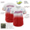 Custom White Pinstripe Light Blue-Red Authentic Fade Fashion Baseball Jersey