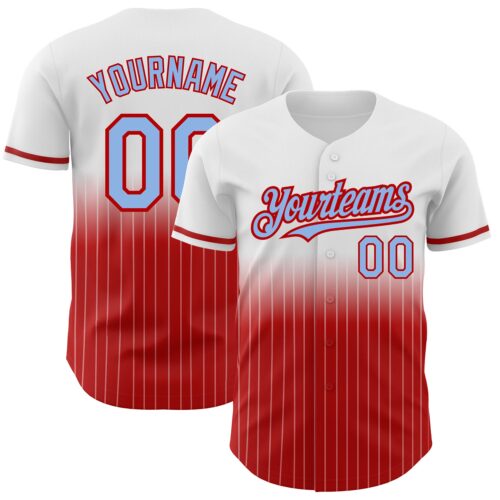FadeFashion0555 Custom White Pinstripe Light Blue-Red Authentic Fade Fashion Baseball Jersey