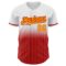 Custom White Pinstripe Gold-Red Authentic Fade Fashion Baseball Jersey