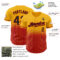 Custom Gold Pinstripe Black-Red Authentic Fade Fashion Baseball Jersey