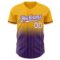 Custom Gold Pinstripe White-Purple Authentic Fade Fashion Baseball Jersey