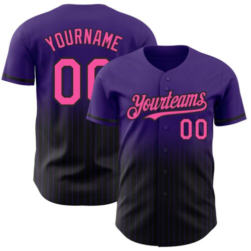 FadeFashion0581 Custom Purple Pinstripe Pink-Black Authentic Fade Fashion Baseball Jersey