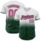 Custom White Pinstripe Pink-Green Authentic Fade Fashion Baseball Jersey