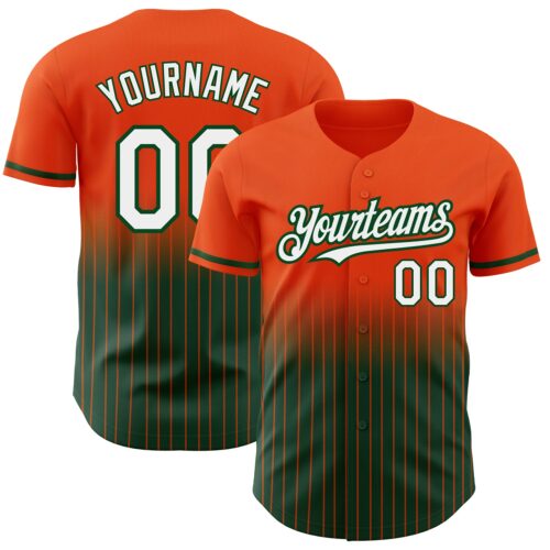 FadeFashion0588 Custom Orange Pinstripe White-Green Authentic Fade Fashion Baseball Jersey