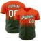 Custom Orange Pinstripe White-Green Authentic Fade Fashion Baseball Jersey