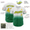 Custom White Pinstripe Gold-Kelly Green Authentic Fade Fashion Baseball Jersey