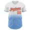 Custom White Pinstripe Orange-Light Blue Authentic Fade Fashion Baseball Jersey