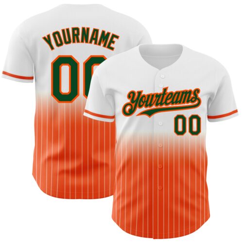 FadeFashion0616 Custom White Pinstripe Green-Orange Authentic Fade Fashion Baseball Jersey