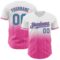 Custom White Pinstripe Teal-Pink Authentic Fade Fashion Baseball Jersey