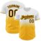 Custom White Pinstripe Brown-Gold Authentic Fade Fashion Baseball Jersey