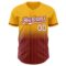 Custom Gold Pinstripe White-Crimson Authentic Fade Fashion Baseball Jersey