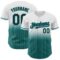 Custom White Pinstripe Black-Teal Authentic Fade Fashion Baseball Jersey