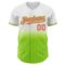 Custom White Pinstripe Pink-Neon Green Authentic Fade Fashion Baseball Jersey