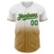 Custom White Pinstripe Kelly Green-Old Gold Authentic Fade Fashion Baseball Jersey
