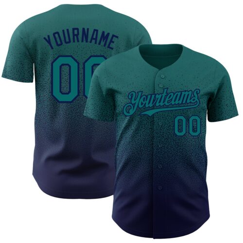 FadeFashion0682 Custom Teal Navy Authentic Fade Fashion Baseball Jersey