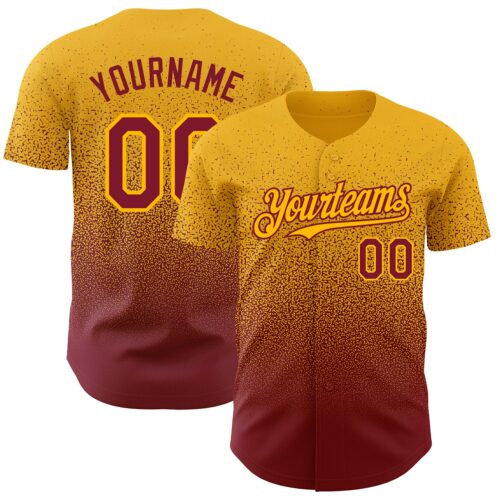 FadeFashion0687 Custom Gold Crimson Authentic Fade Fashion Baseball Jersey