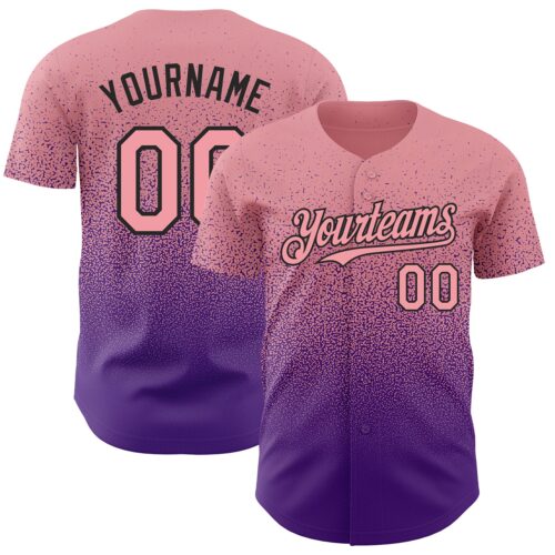 FadeFashion0688 Custom Medium Pink Purple-Black Authentic Fade Fashion Baseball Jersey