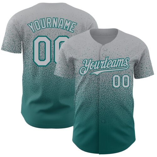 FadeFashion0691 Custom Gray Teal Authentic Fade Fashion Baseball Jersey