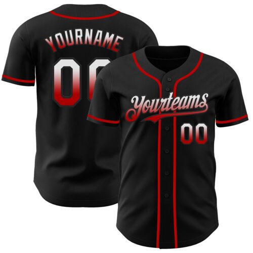 FadeFashion0839 Custom Black White-Red Authentic Fade Fashion Baseball Jersey